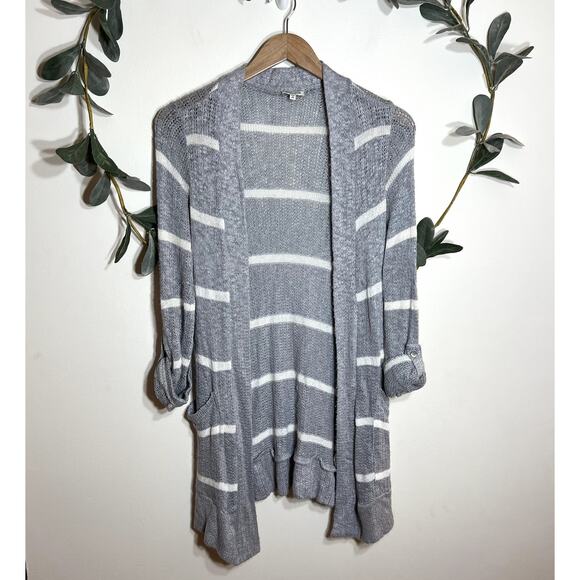 Splendid Gray and White Striped Cardigan LAST CALL - Picture 1 of 6